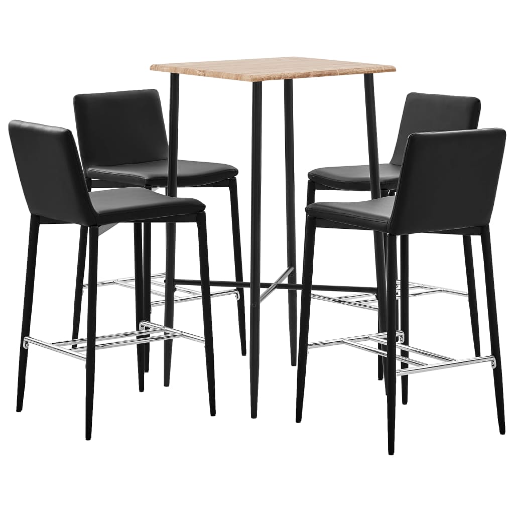  Bargrupp 5 delar konstläder svart
