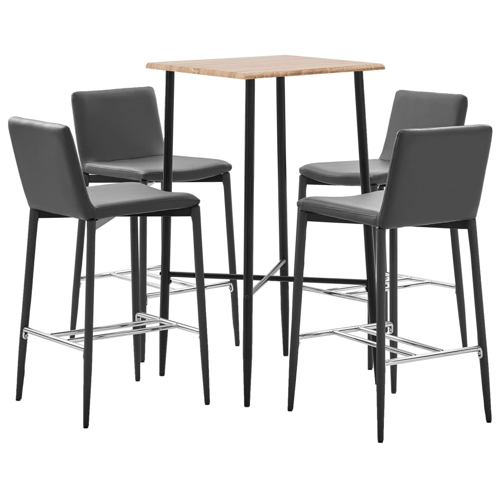  Bargrupp 5 delar konstläder grå