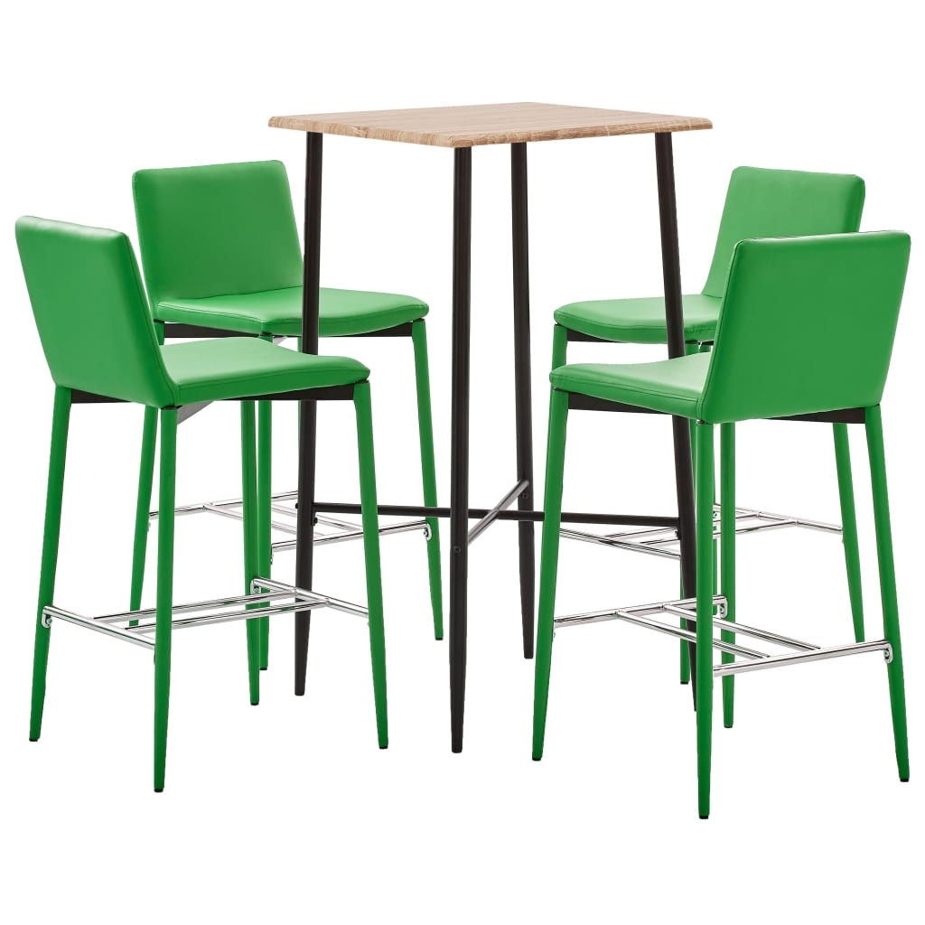  Bargrupp 5 delar konstläder grön