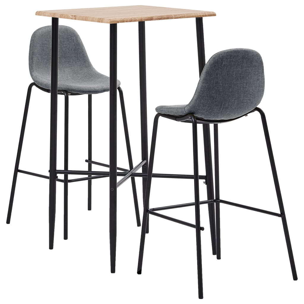  Bargrupp 3 delar tyg ljusgrå