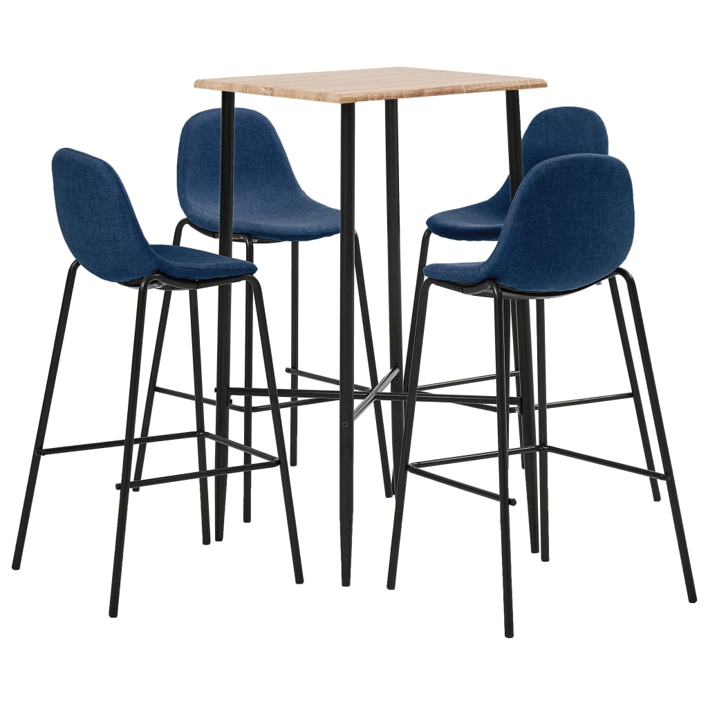  Bargrupp 5 delar tyg blå