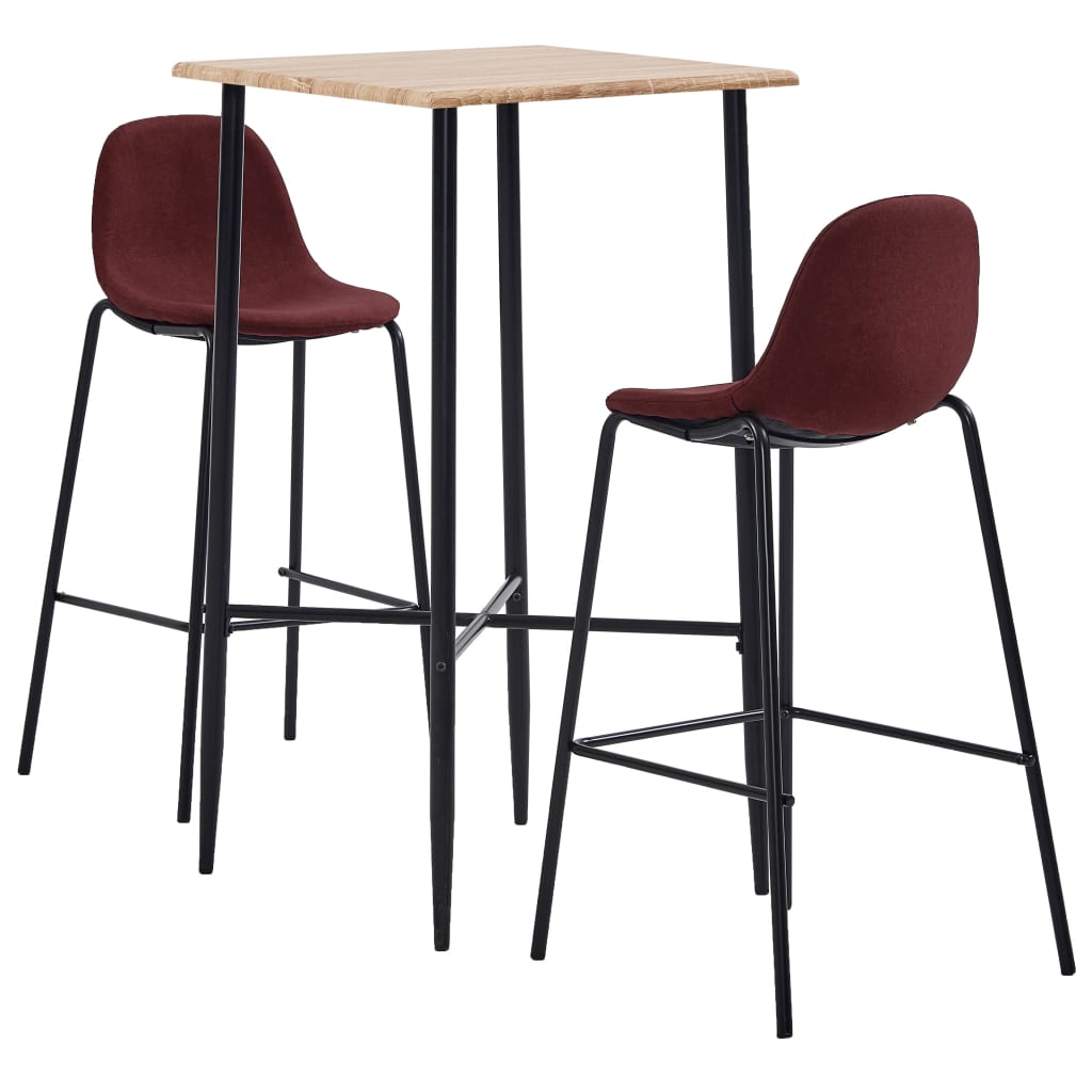  Bargrupp 3 delar tyg vinröd