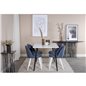 Polar Dining Table - 120*75*H75 - White / Black, Velvet Dining Chiar - White legs - Blue Fabric_4