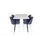 Polar Dining Table - 120*75*H75 - White / Black, Velvet Dining Chiar - White legs - Blue Fabric_4