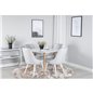 Plaza Round Dining Table - ø 100cm - White / Oak, Velvet Deluxe Dining Chair - White Legs - Light Grey Fabric_4