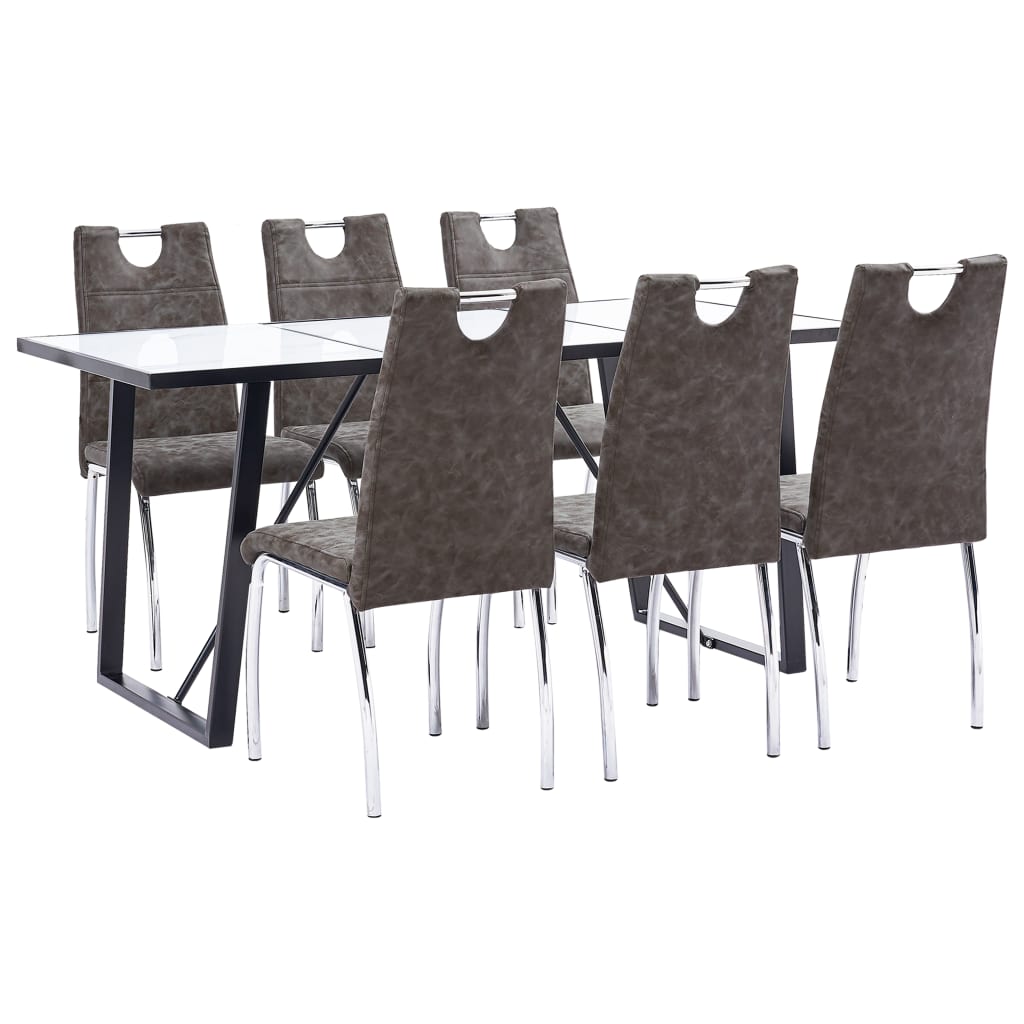  Matgrupp 7 delar brun konstläder