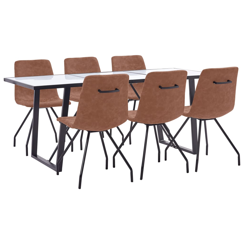  Matgrupp 7 delar brun konstläder