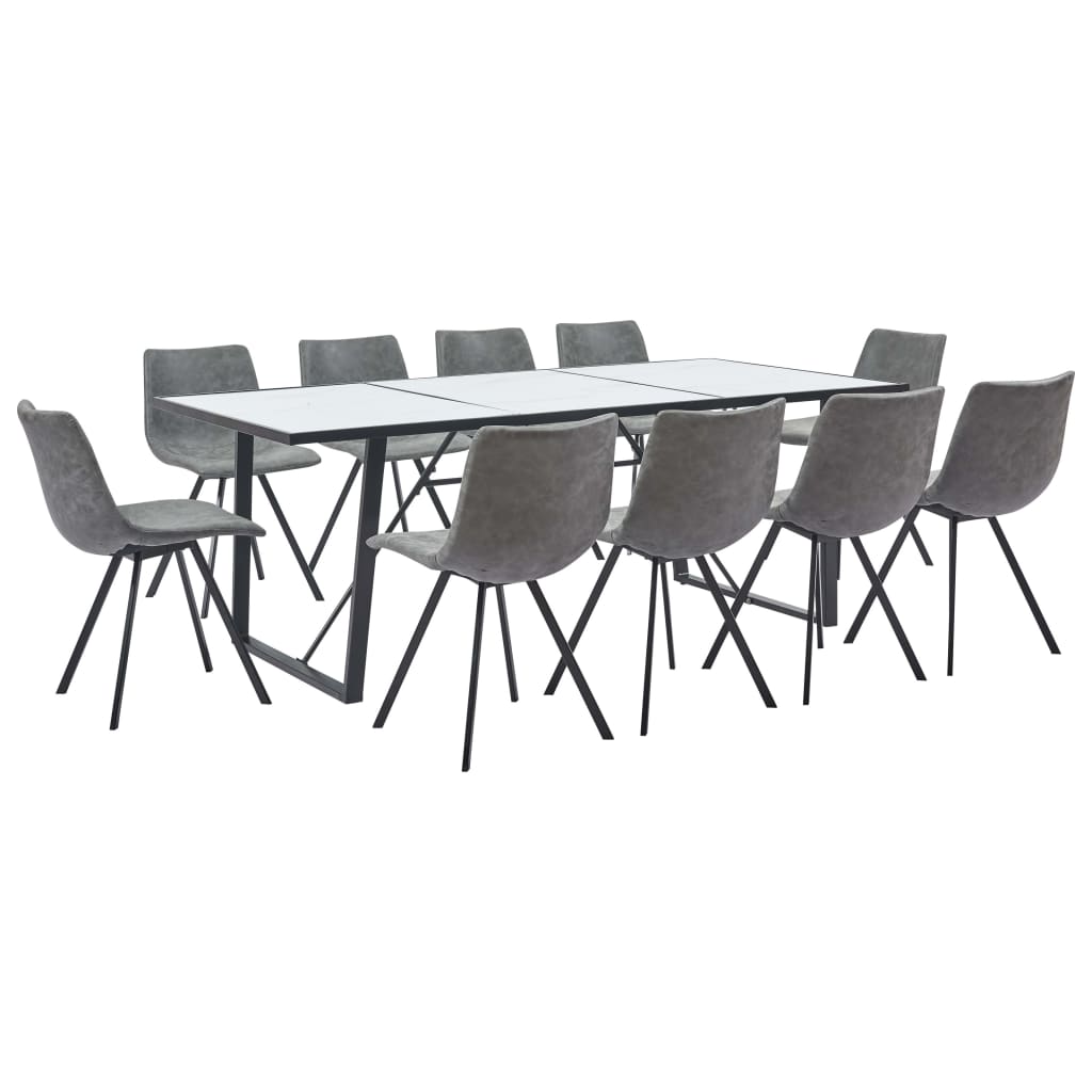  Matgrupp 11 delar grå konstläder