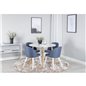 Plaza Round Dining Table - ø 100cm - White / Oak, Velvet Dining Chiar - White  legs - Blue Fabric_4