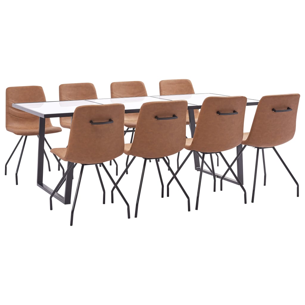  Matgrupp 9 delar brun konstläder