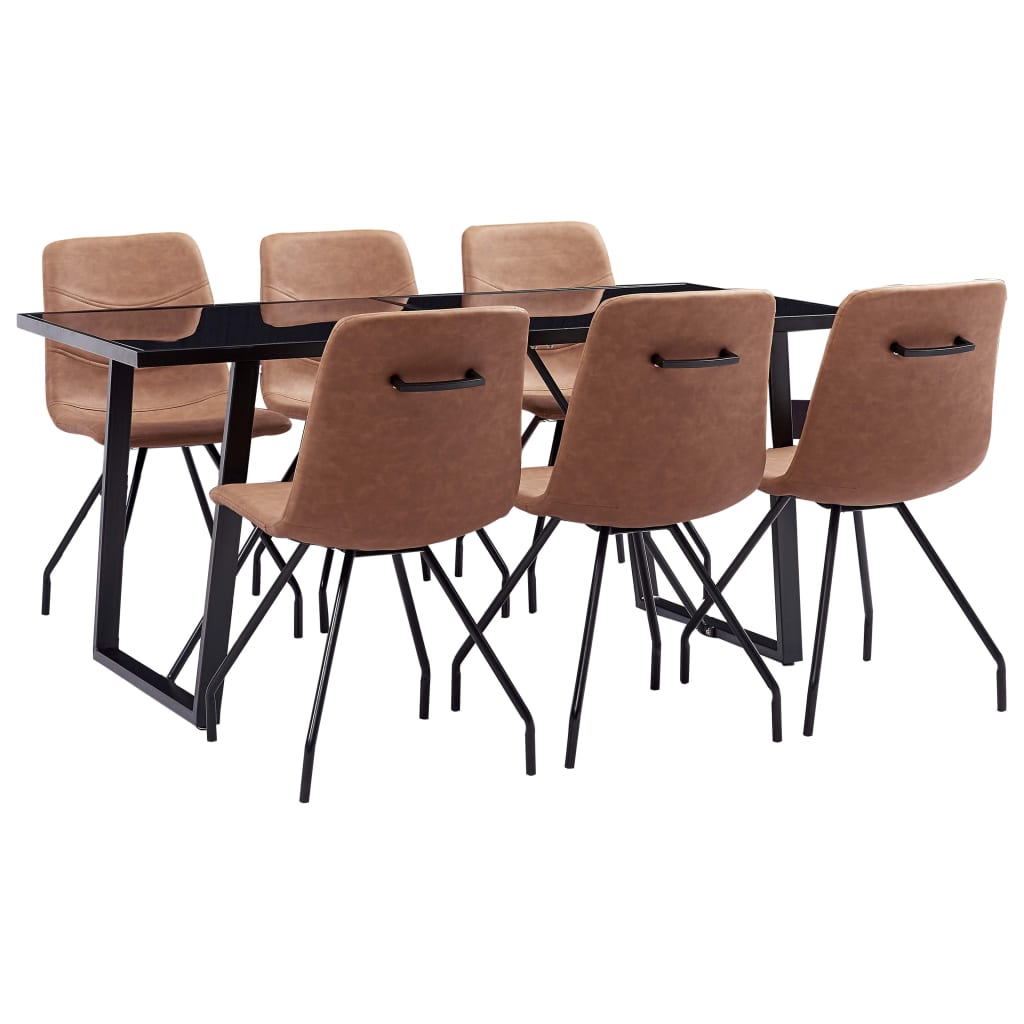  Matgrupp 7 delar brun konstläder