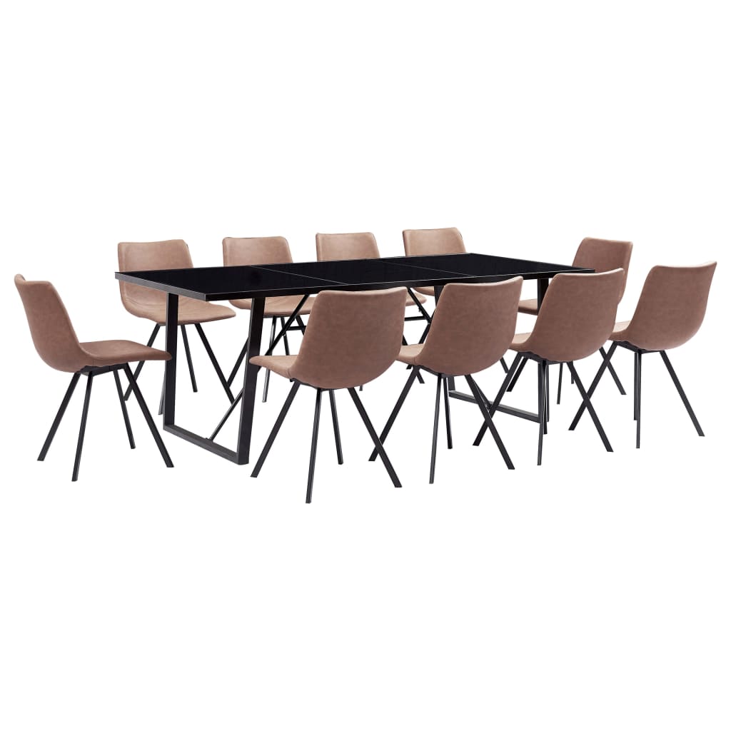  Matgrupp 11 delar mellanbrun konstläder