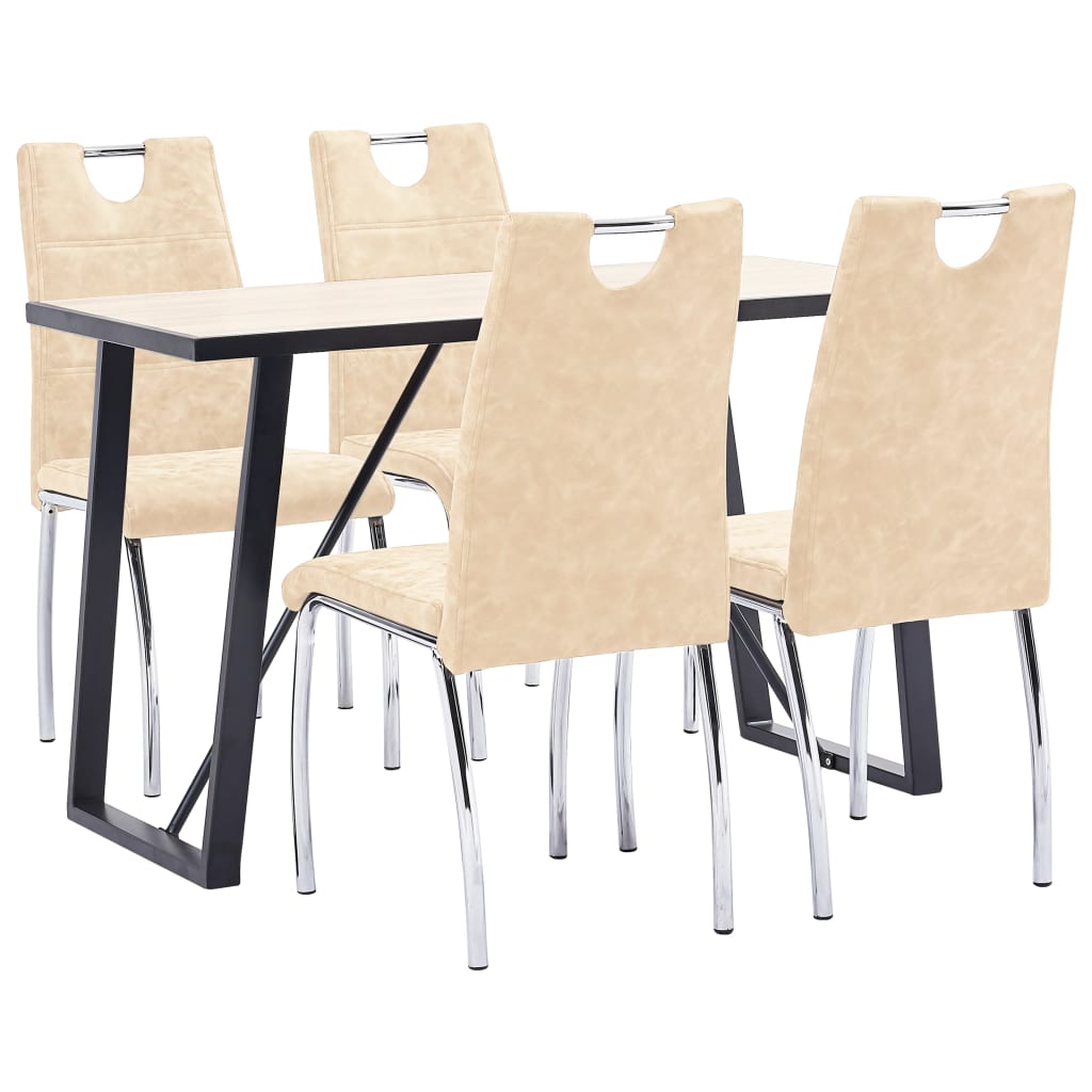  Matgrupp 5 delar gräddvit konstläder