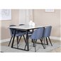 Estelle Dining Table 140*90 - White / Black, Velvet Dining Chiar - Black legs - Blue Fabric_4