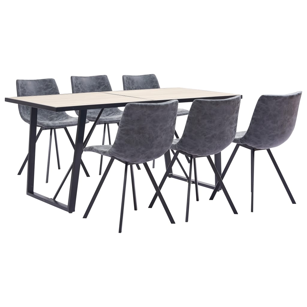  Matgrupp 7 delar svart konstläder