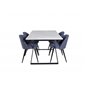 Estelle Dining Table 140*90 - White / Black, Velvet Dining Chiar - Black legs - Blue Fabric_4