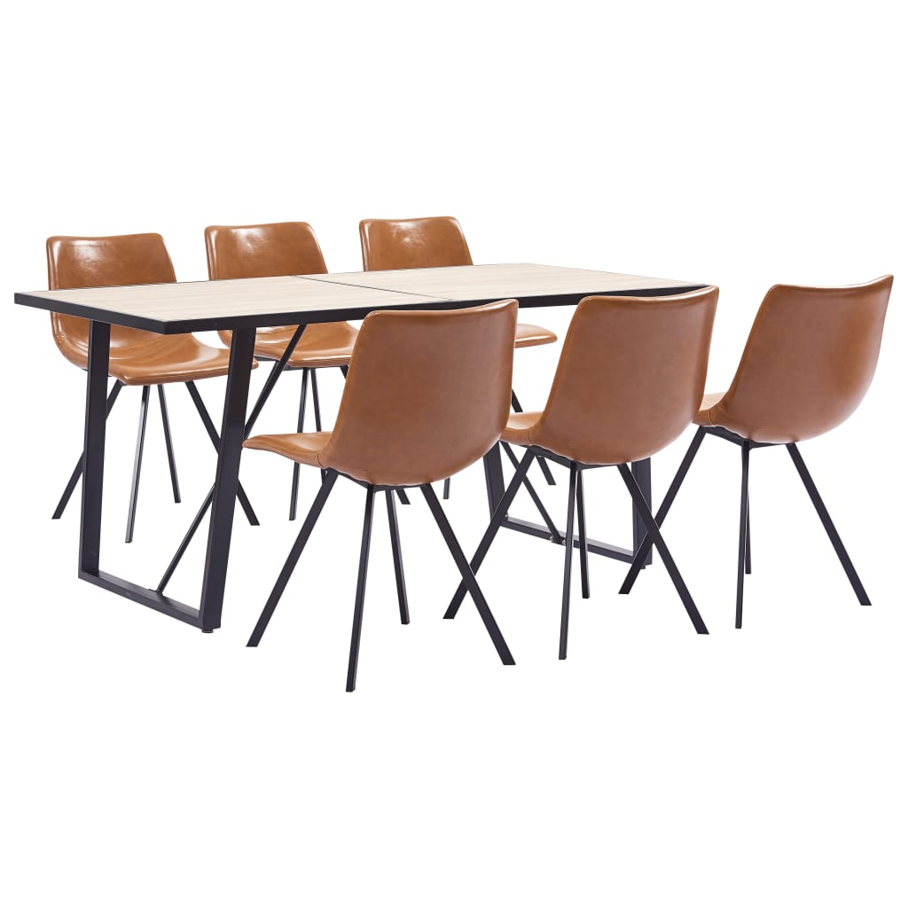  Matgrupp 7 delar konjaksbrun konstläder