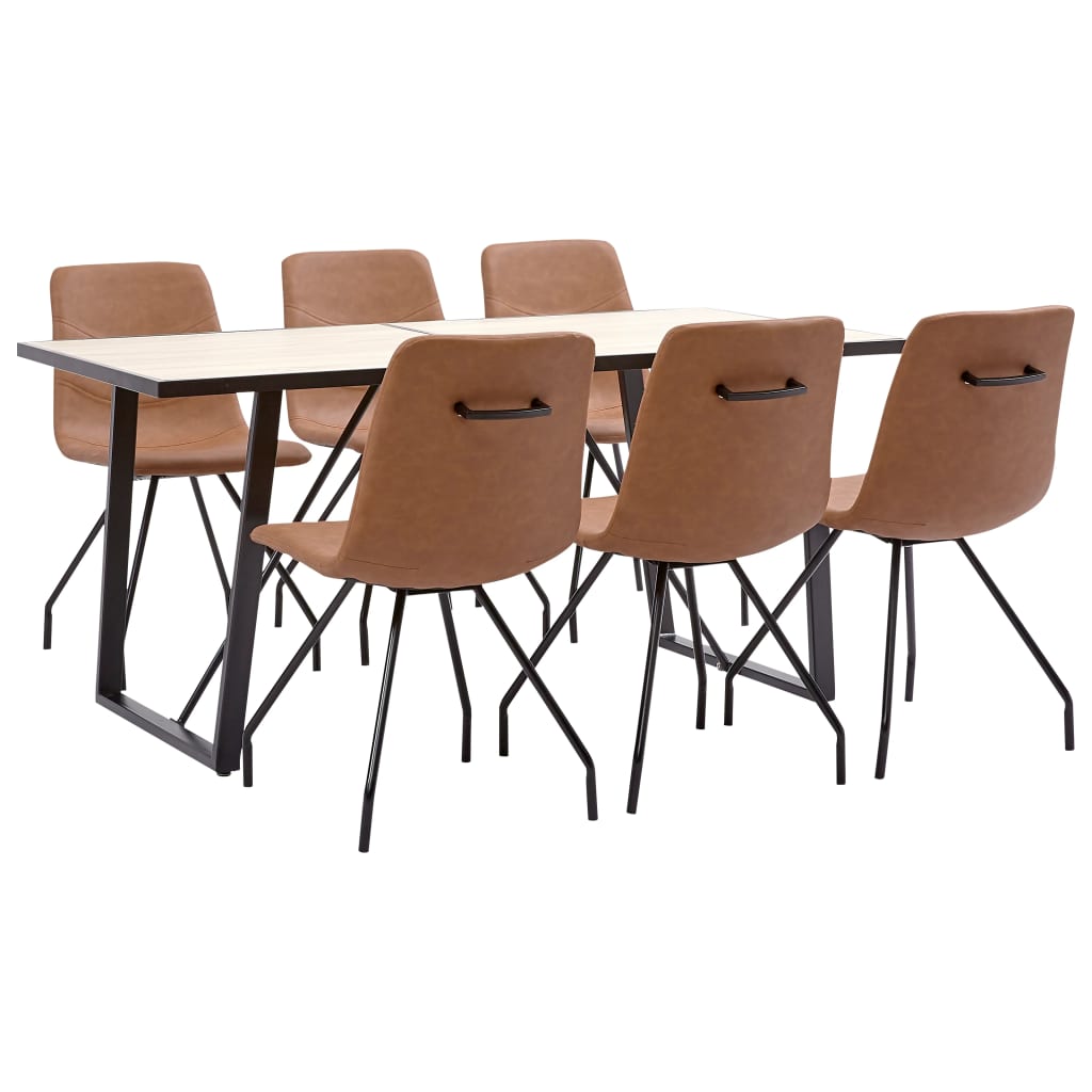  Matgrupp 7 delar brun konstläder