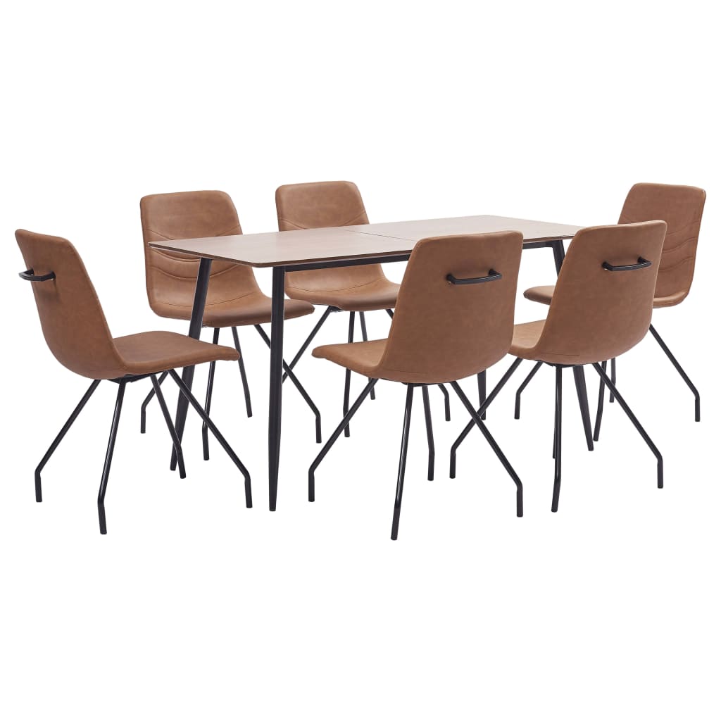 Matgrupp 7 delar brun konstläder