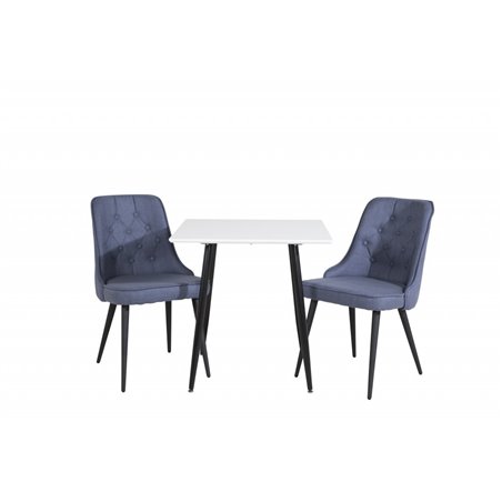 Polar dining table 75*75cm - White / black legs, Velvet Deluxe Dining Chair - Black Legs - Blue Fabric_2