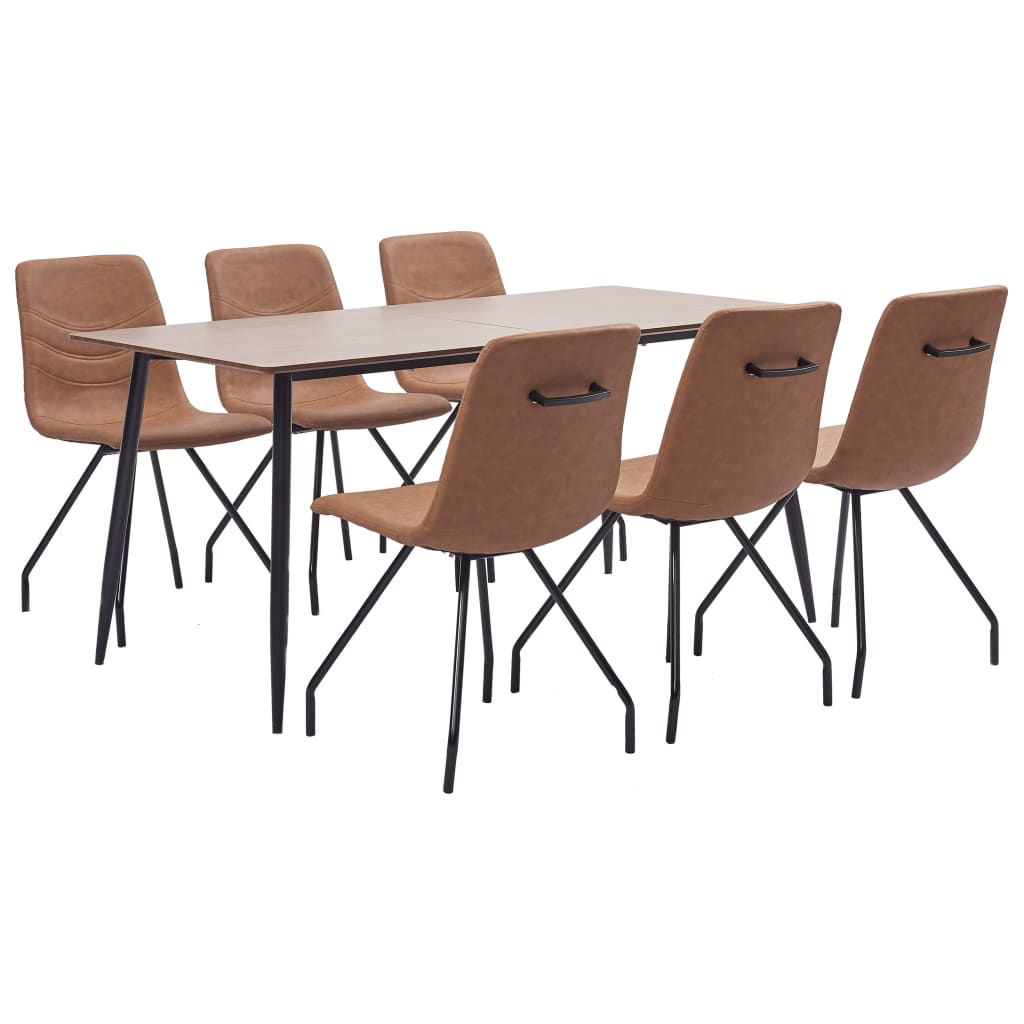  Matgrupp 7 delar brun konstläder