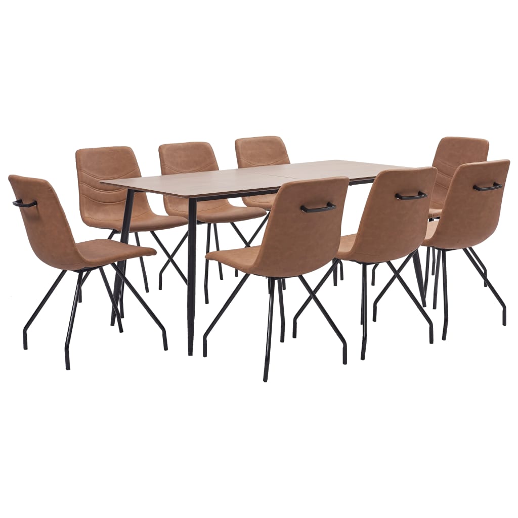  Matgrupp 9 delar brun konstläder
