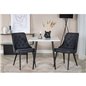 Polar dining table 75*75cm - White / black legs, Velvet Deluxe Dining Chair - Black Legs - Black Fabric_2