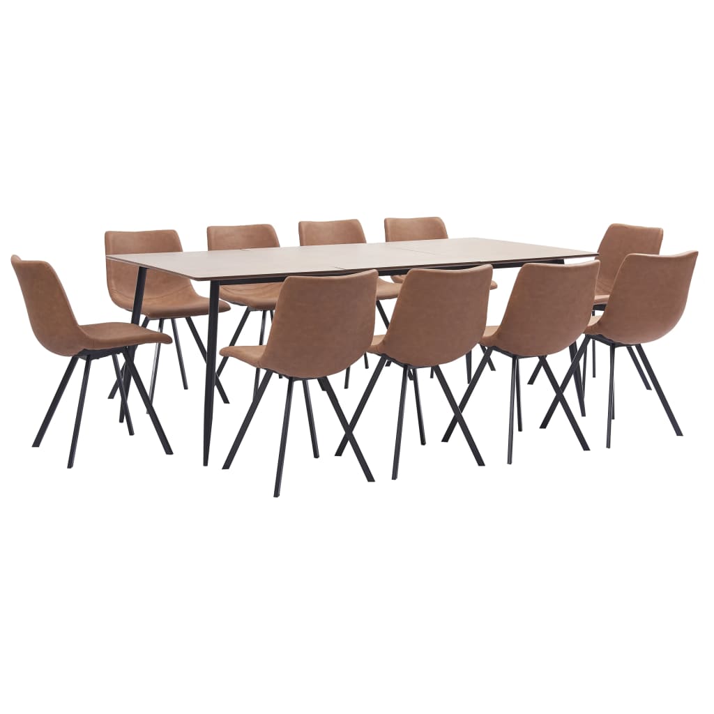  Matgrupp 11 delar mellanbrun konstläder
