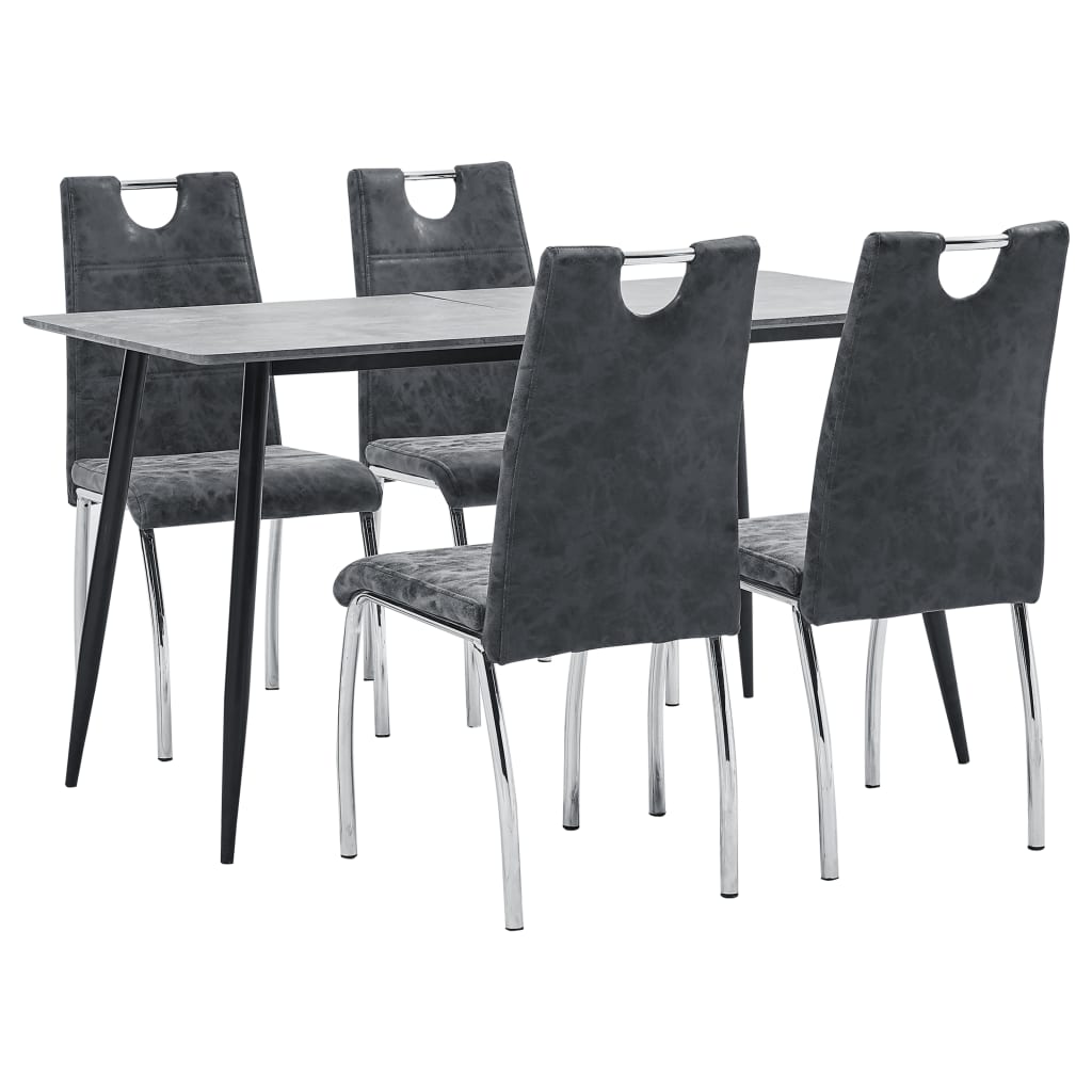  Matgrupp 5 delar svart konstläder