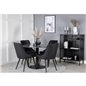 Estelle Round Dining Table ø106 H75 - Black / Black, Velvet Deluxe Dining Chair - Black Legs - Black Fabric_4