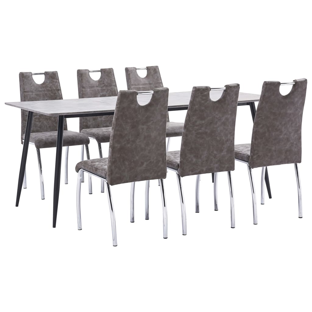  Matgrupp 7 delar brun konstläder