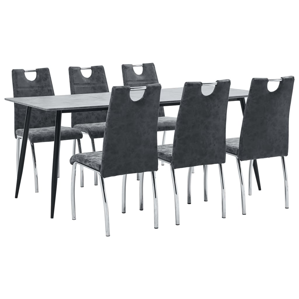  Matgrupp 7 delar svart konstläder