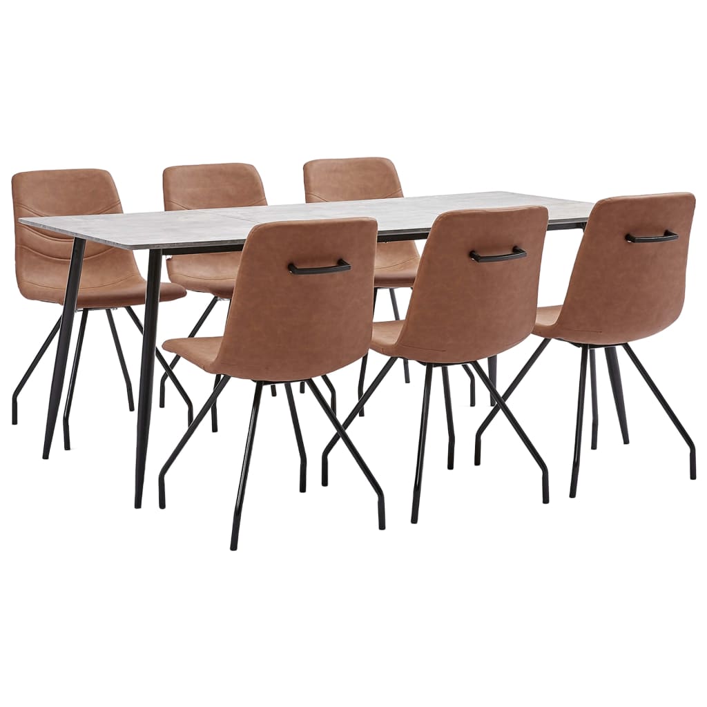  Matgrupp 7 delar brun konstläder