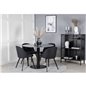 Estelle Round Dining Table ø106 H75 - Black / Black, Velvet Dining Chiar - Black legs- Black Fabric_4