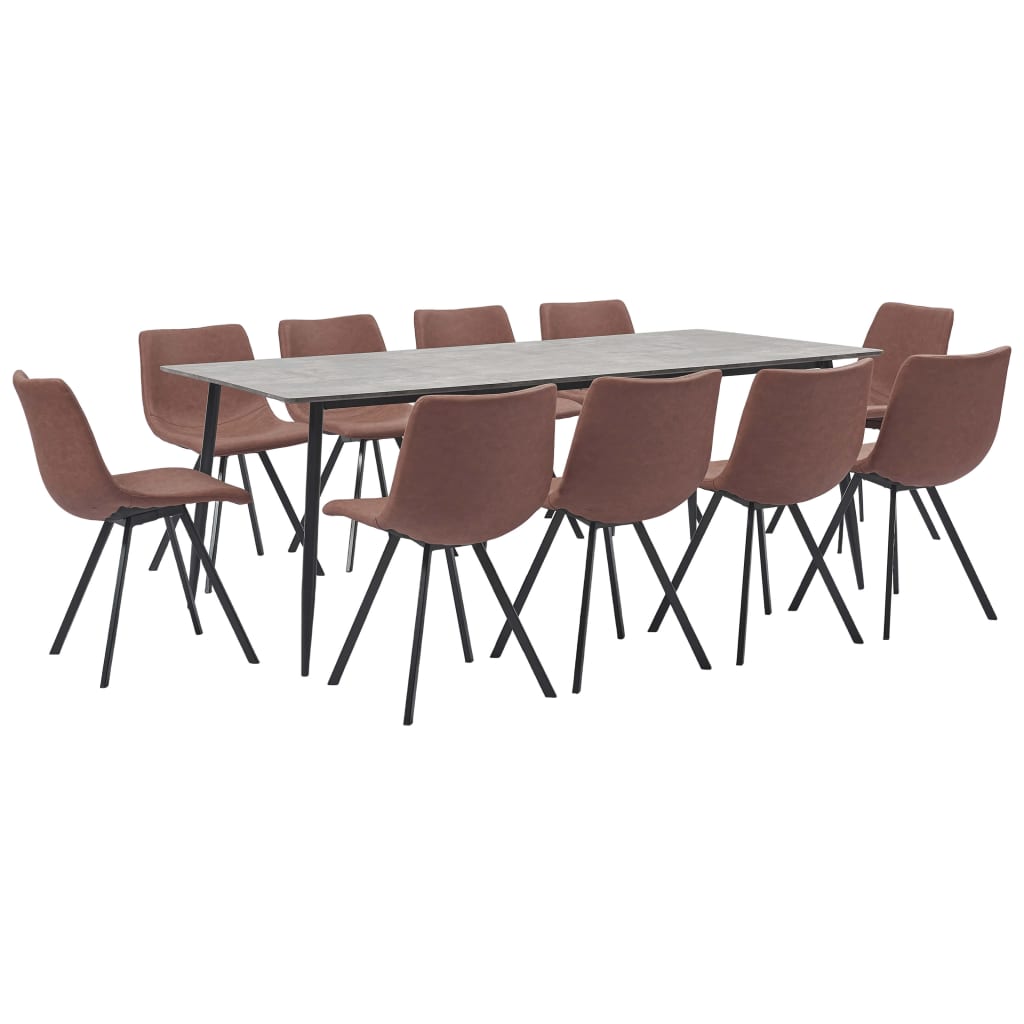  Matgrupp 11 delar mellanbrun konstläder