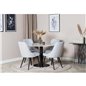 Estelle Round Dining Table ø106 H75 - White / Black, Velvet Deluxe Dining Chair - Black Legs - Light Grey Fabric_4