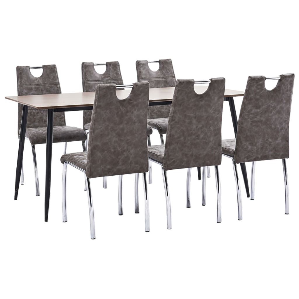 Matgrupp 7 delar brun konstläder