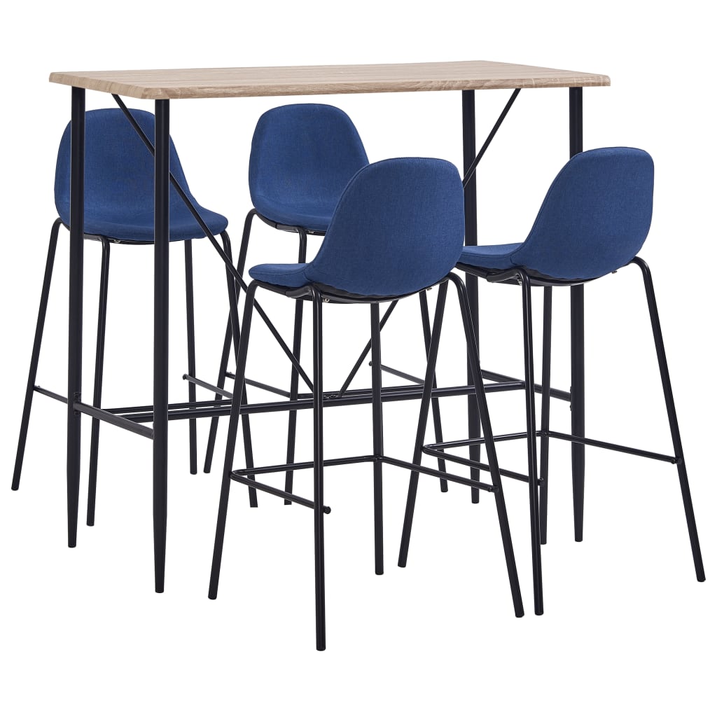  Bargrupp 5 delar tyg blå