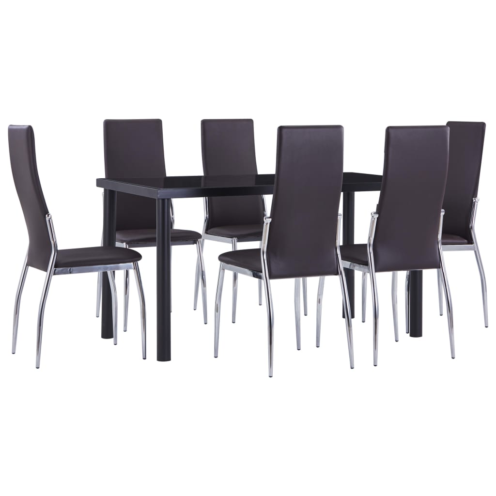  Matgrupp 7 delar konstläder brun