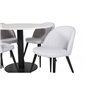 Estelle Round Dining Table ø106 H75 - White / Black, Velvet Dining Chiar - Black legs - Light GreyFabric_4