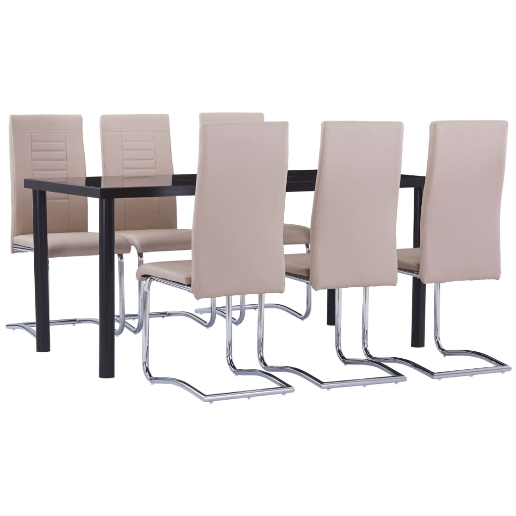  Matgrupp 7 delar konstläder cappuccino