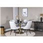 Estelle Round Dining Table ø106 H75 - Black / Brass, Velvet Deluxe Dining Chair - Black Legs - Light Grey Fabric_4