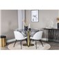 Estelle Round Dining Table ø106 H75 - Black / Brass, Velvet Dining Chiar - Black legs - Light GreyFabric_4