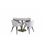 Estelle Round Dining Table ø106 H75 - Black / Brass, Velvet Dining Chiar - Black legs - Light GreyFabric_4