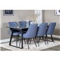 Estelle Spisebord 200 * 90 * H76 - Sort / Sort, Velvet Deluxe Spisebordsstol - Sorte Ben - Blue Stof_6