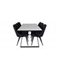 Estelle Dining Table 200*90*H76 - White / Black, Velvet Deluxe Dining Chair - Black Legs - Black Fabric_6