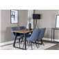 Inca Dining Table - 160/200*85*H75 - Oak / Black, Velvet Deluxe Dining Chair - Black Legs - Blue Fabric_4