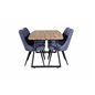 Inca Dining Table - 160/200*85*H75 - Oak / Black, Velvet Deluxe Dining Chair - Black Legs - Blue Fabric_4