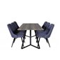 Marina Dining Table - 180*90*H75 - Grey / Black, Velvet Deluxe Dining Chair - Black Legs - Blue Fabric_6