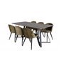 Marina Dining Table - 180*90*H75 - Grey / Black, Velvet Dining Chiar - Black legs - Dusty Green Velvet_6